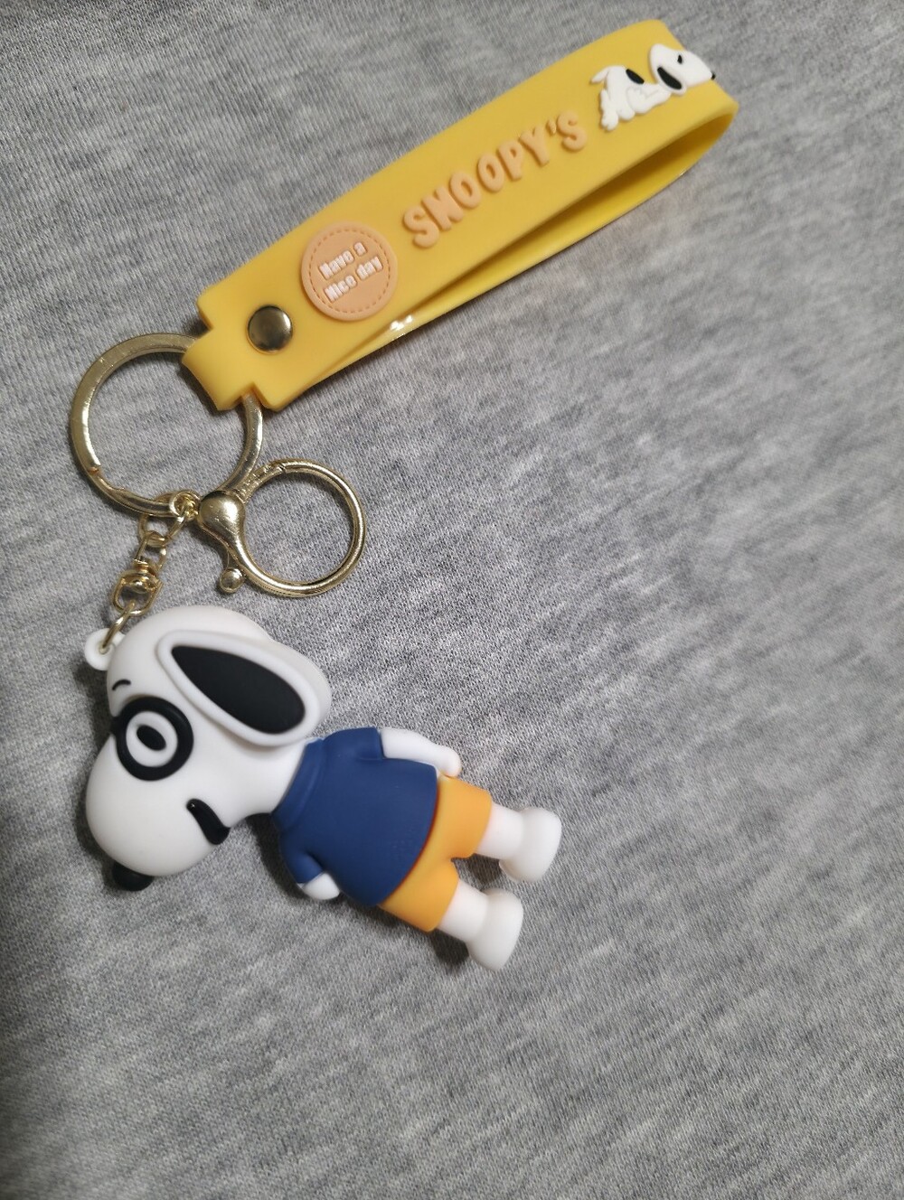 Snoopy Yellow Silicone Keychain with Snoopy Figure